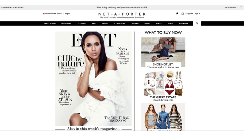 The Net-a-Porter homepage
