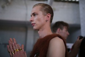 Backstage at Bobby Abley Men's Spring 2016
