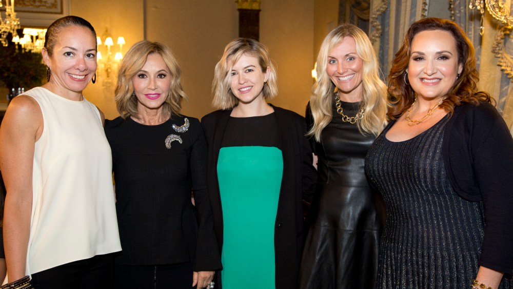 Jenny B. Fine, Anastasia Soares, Megan McIntyre, Kathryn Fernandez and Tara Simon at the Cosmetics Executive Women panel Monday night.