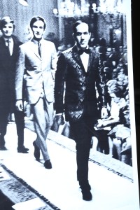 Giorgio Savini (front) on the runway in the Sala Bianca of the Palazzo Pitti, late Sixties from "Gaetano Savini: The Man Who Was Brioni" (Assouline)