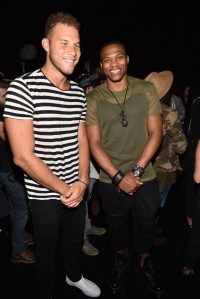 Blake Griffin and Russell Westbrook front row at public school spring 2016