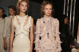 Backstage at Alexander McQueen RTW Spring 2016