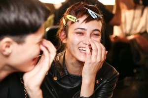 Backstage at Lanvin spring 2016