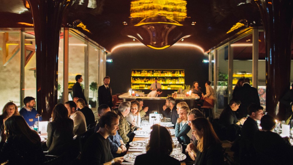 The scene at Les Bains dinner for the Cabinet de Curiosités