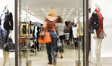 shoppers at shopping center