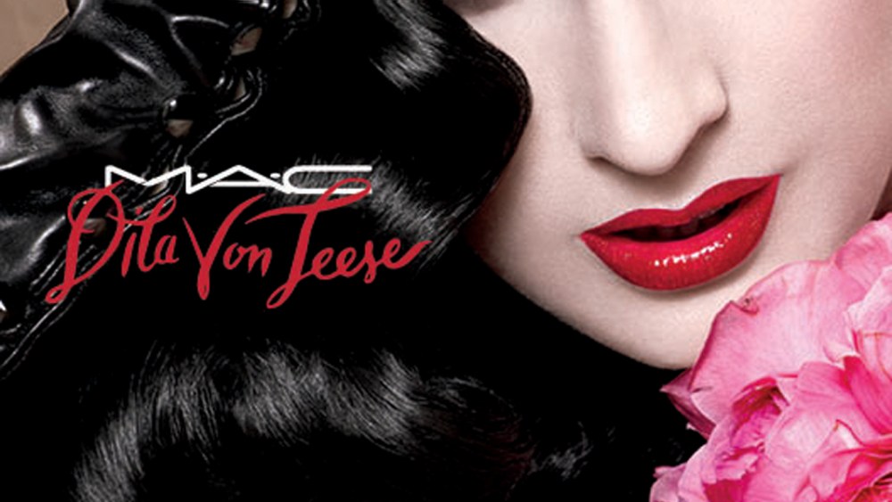 The in-store visual of Dita Von Teese.