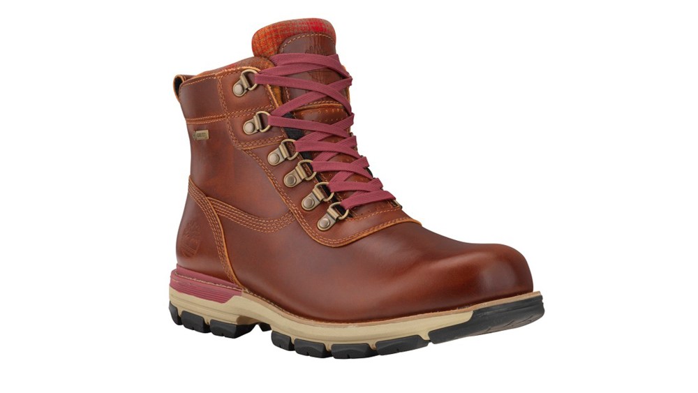 A Timberland rubber boot.