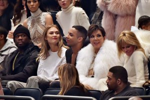 50 Cent, Karlie Kloss, Olivier Rousteing, Kris Jenner and Melanie Griffith front row at Yeezy RTW Fall 2016