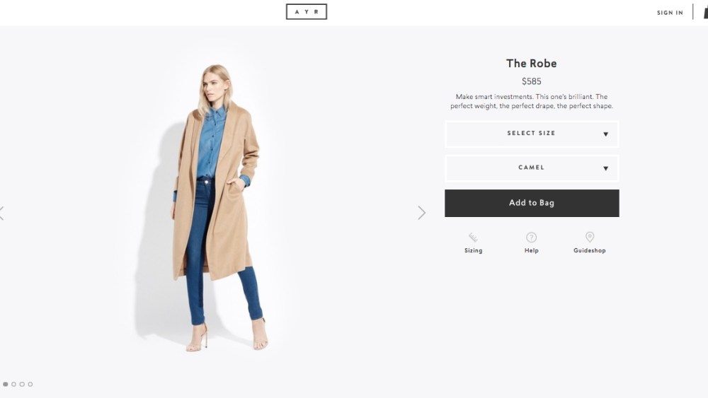 Ayr's "The Robe" jacket.