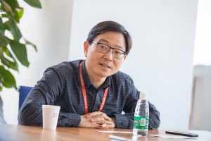 JD.com CTO Zhang Chen speaking at the JD.com headquarters in Beijing, China.