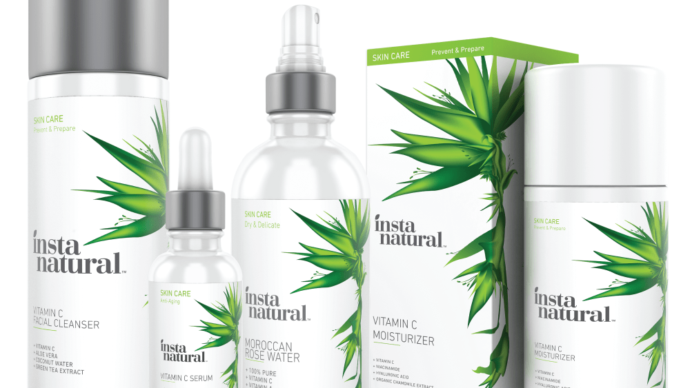 InstaNatural's revamped product packaging.