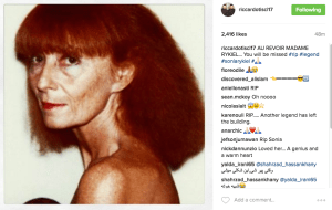 Riccardo Tisci Sonia Rykiel social media