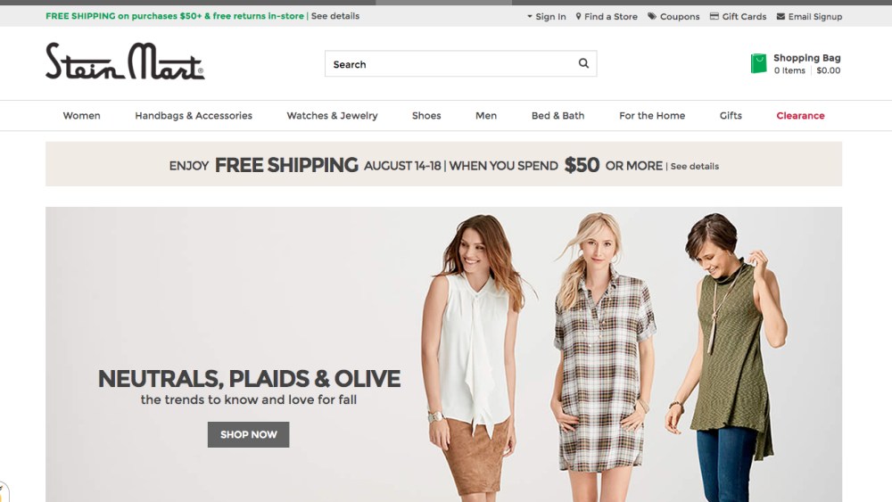 Stein Mart Sales Increase in the Second Quarter