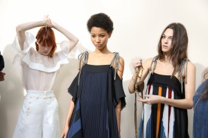 Backstage at Chloé RTW Spring 2017