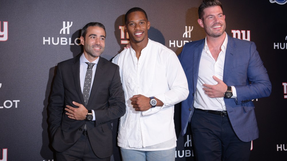 Jean-Francois Sberro, Victor Cruz, and Jesse Palmer