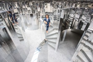 Es Es Delvin at the installation she created for Chanel and i-D