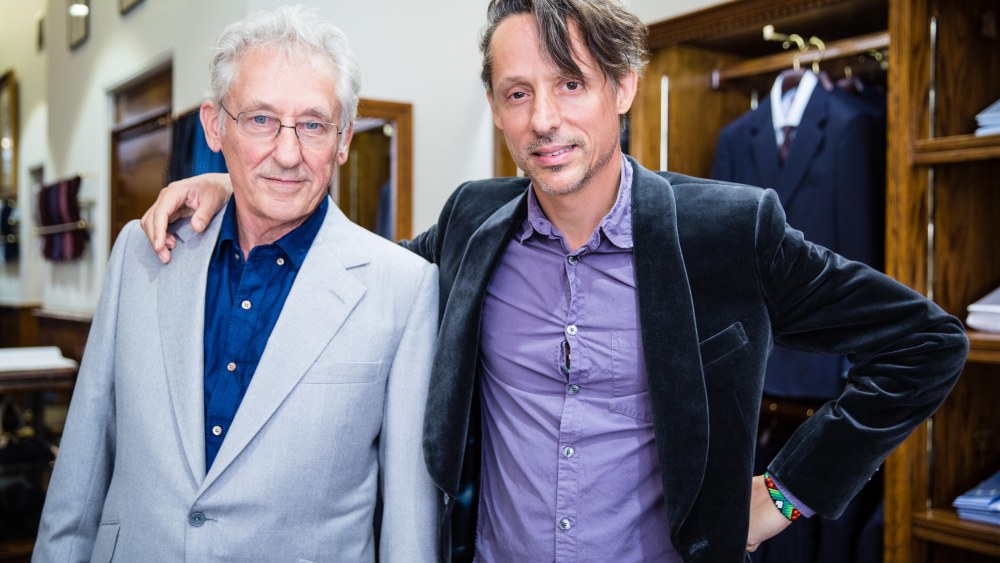Ed Ruscha and his son Eddie wearing their Huntsman jackets.