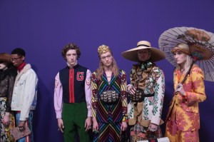 Backstage at Gucci RTW Fall 2017