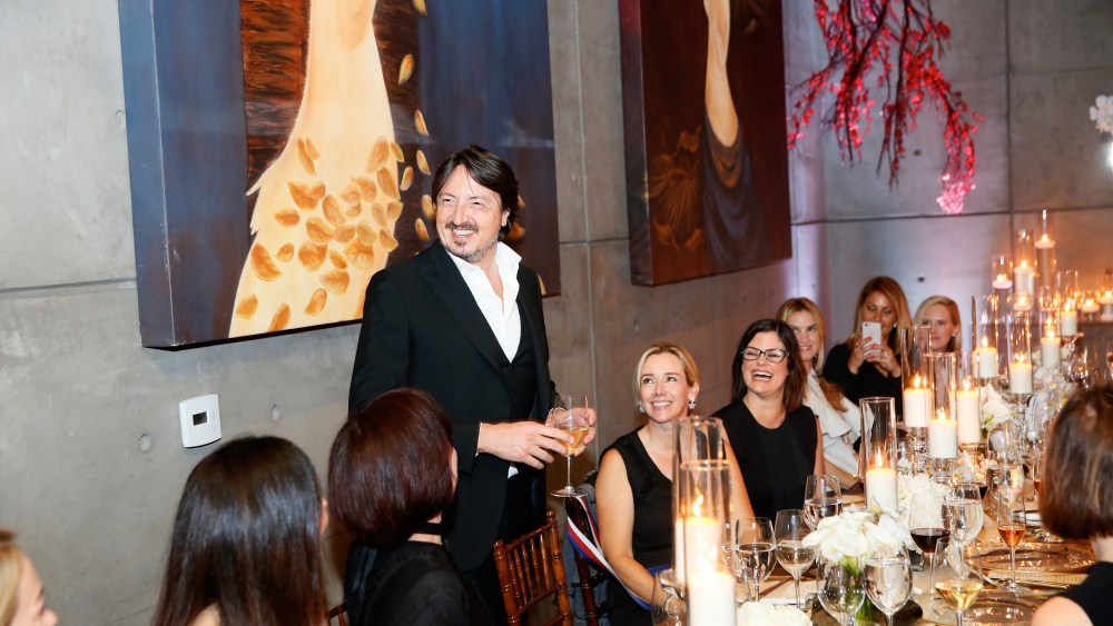 Shoe designer Gianvito Rossi speaks during the Gianvito Rossi boutique opening at South Coast Plaza on April 27, 2017 in Costa Mesa, California. (Photo by Ryan Miller/Capture Imaging)