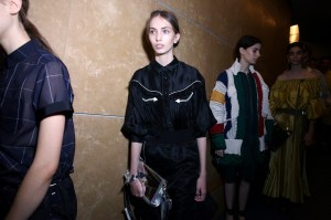 Backstage at Sacai Men's Spring 2018