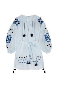 The Gutsul belted embroidered lined mini dress sold at The Outset.