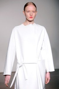 A model on the runway at J.W. Anderson's fall 2012 show.