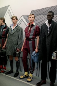 Backstage at Prada Men's Spring 2018