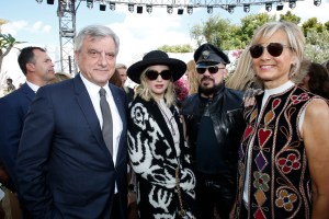 Sidney Toledano, Jennifer Lawrence, Peter Marino front row at Christian Dior