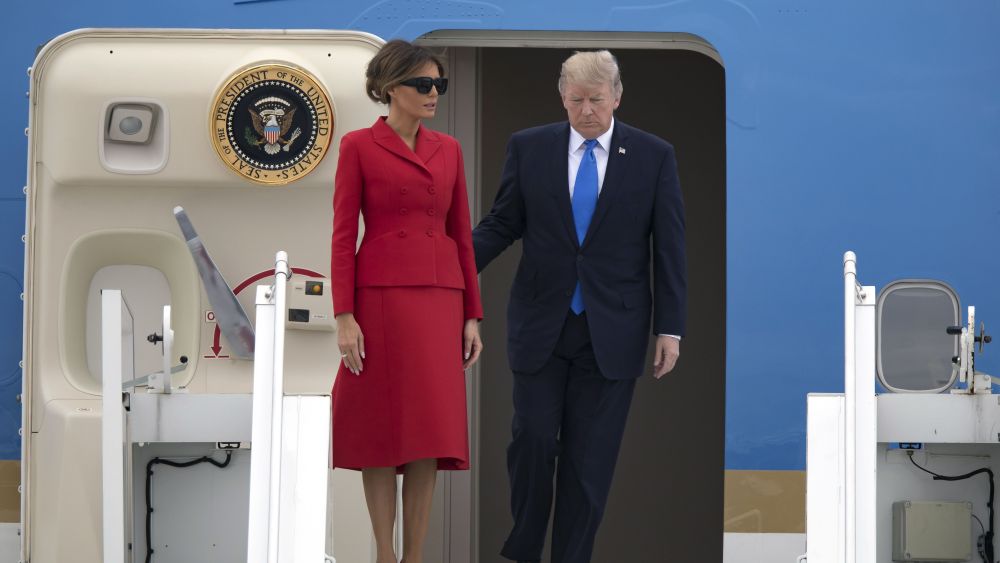 Donald J. Trump and Melania TrumpUS President Donald J. Trump in Paris, Orly, France - 13 Jul 2017US President Donald J. Trump (R) and his wife Melania disembark Air Force One at Orly airport in Orly, near Paris, France, 13 July 2017. Trump is on a two-day visit in Paris.