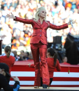 Lady GagaDenver Broncos v Carolina Panthers, Super Bowl 50, American Football, Levi's Stadium, Santa Clara, America - 07 Feb 2016 Laday Gaga sings the National Anthem WEARING GUCCI suit