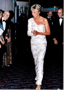 Princess Diana in Satin Devore Sheath by Catherine Walker Elegant in 1991