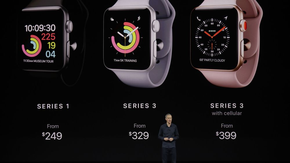 Jeff Williams, Apple's chief operating officer, shows new Apple Watch products at the Steve Jobs Theater on the new Apple campus, in Cupertino, CalifApple Showcase, Cupertino, USA - 12 Sep 2017