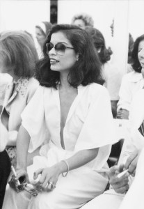 Citation not found; Bianca Jagger attends the Valentino fall 1975 couture collection on July 24, 1975 in Rome, Italy.