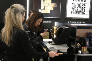Engraving at the YSL pop up shop.