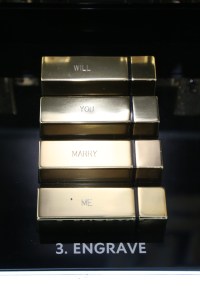 Engraving at the YSL pop up shop.