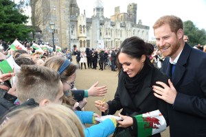 Prince Harry and Meghan Markle (in Stella McCartney) at Cardiff Castle