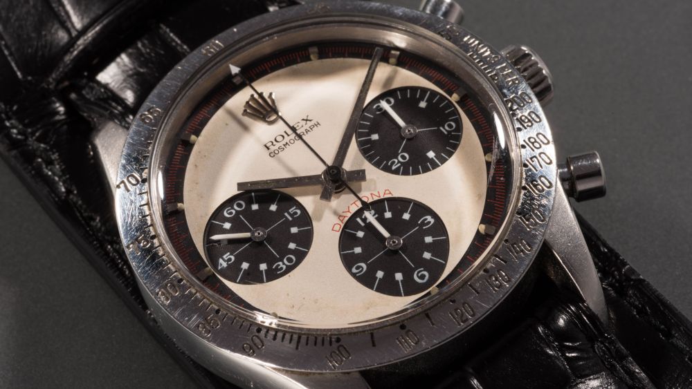 Rolex Cosmograph Daytona watchPaul Newman Rolex watch sells for world record price, New York, USA - 26 Oct 2017A rare Rolex watch owned by the late movie star Paul Newman today sold for a world record £13.5m. The legendary actor received the Rolex Cosmograph Daytona as a present from his wife Joanne Woodward in 1968. She bought the timepiece from the prestigious Tiffany & Co store in New York and had it engraved with the message 'drive carefully' in light of her husband's fledgling motor racing career. Newman wore it daily for more than 15 years before passing it on to his daughter's then boyfriend, James Cox, while he stayed with the family one summer in the early 1980s. It sold at Phillips Auctions of New York.