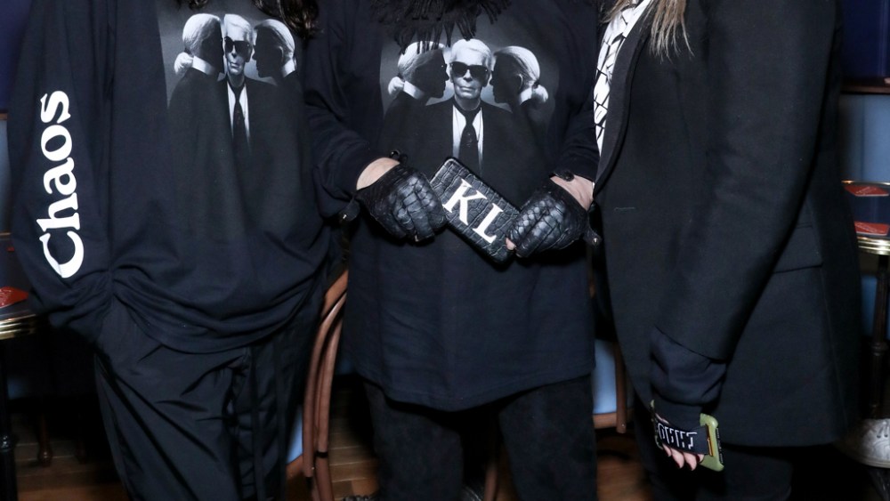 Charlotte Stockdale, Karl Lagerfeld and Katie Lyall