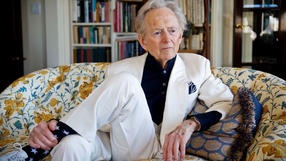 Tom Wolfe American author and journalist Tom Wolfe, Jr. appears in his living room during an interview about his latest book, "The Kingdom of Speech," in New YorkTom Wolfe photo shoot, New York, USA - 26 Jul 2016