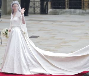 Kate Middleton Arrives in Westminster Abbey London Britain 29 April 2011 For Her Wedding Ceremony Westminster Abbey Has a Long Tradition As a Venue For Royal Weddings Going Back to 1100 William's Grandparents Queen Elizabeth Ii and Prince Philip Duke of Edinburgh Got Married There on 20 November 1947 the Bride Wears a V-neck Alexander Mcqueen Gown Designed by Creative Director Sarah Burton and a 1936 Cartier Halo Tiara Lent to Her by Queen Elizabeth United Kingdom LondonBritain Royal Wedding - Apr 2011