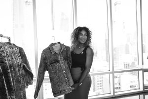 Serena Williams with clothes from her line.