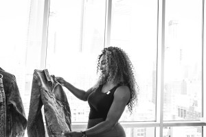 Serena Williams with clothes from her line.