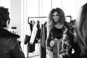 Serena Williams with clothes from her line.
