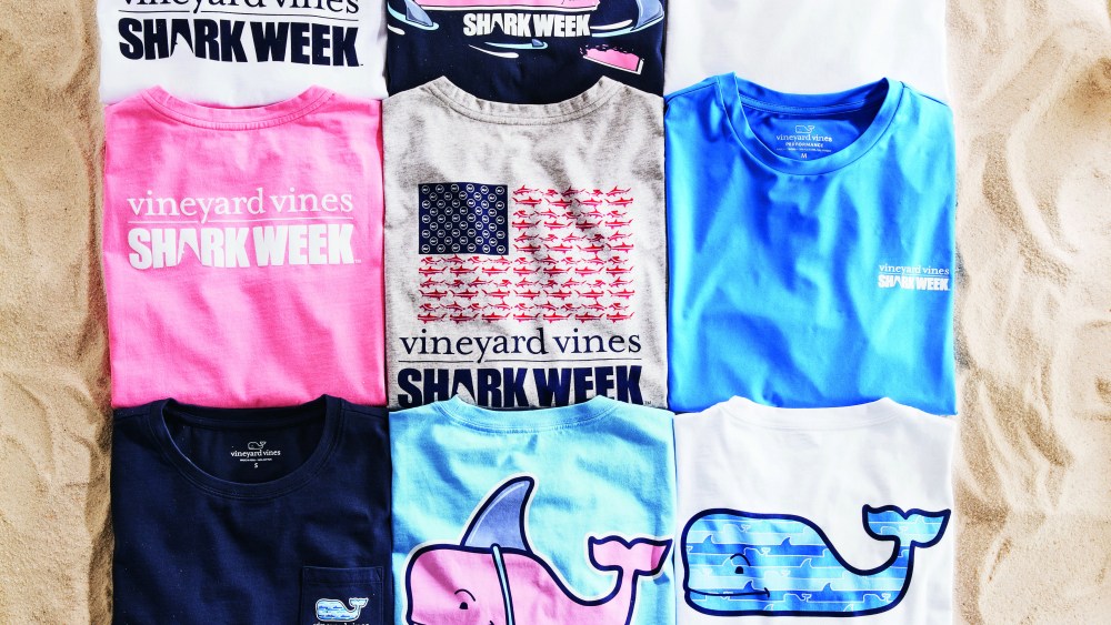 A selection of the T-shirts from the Shark Week capsule.