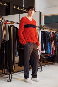A model in a Stella McCartney Men's Spring 2018 look.