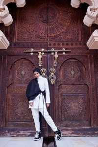 A fashion photograph used in the exhibit by Langston Hues