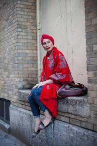 A fashion photograph used in the exhibit by Langston Hues