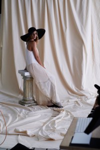 Rosie Huntington-Whiteley poses for the BCBG Campaign at Hudson Lofts in Los Angeles, California on November 1, 2018