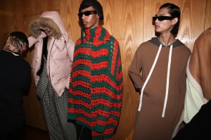 Backstage at Loewe men's fall 2019