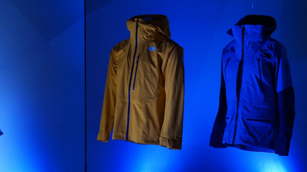 The North Face 'Futurelight' apparel as displayed in a blue light at CES textiles outerwear conference.